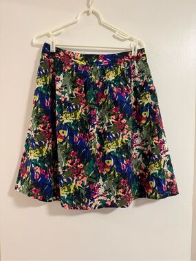 J. Crew Floral Circle Skirt in Navy, Pink & Green